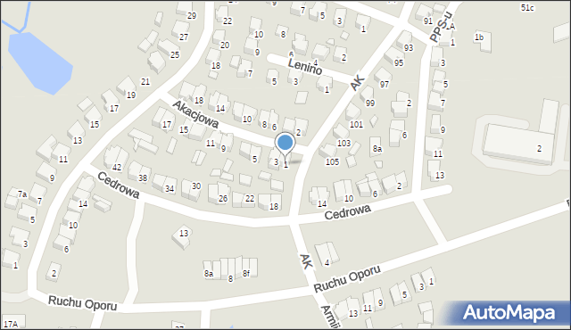 Kępno, Akacjowa, 1, mapa Kępno