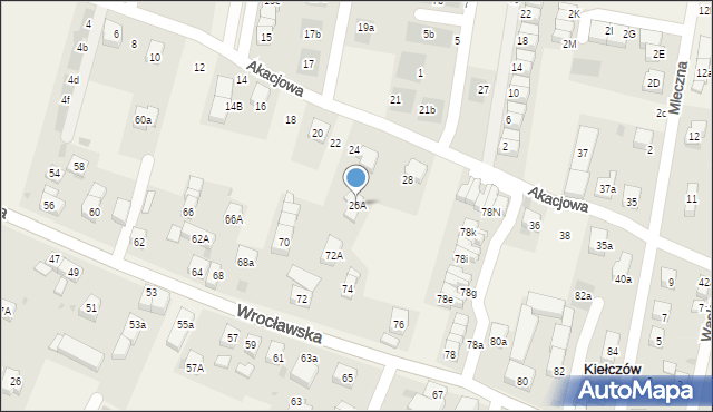 Kiełczów, Akacjowa, 26A, mapa Kiełczów