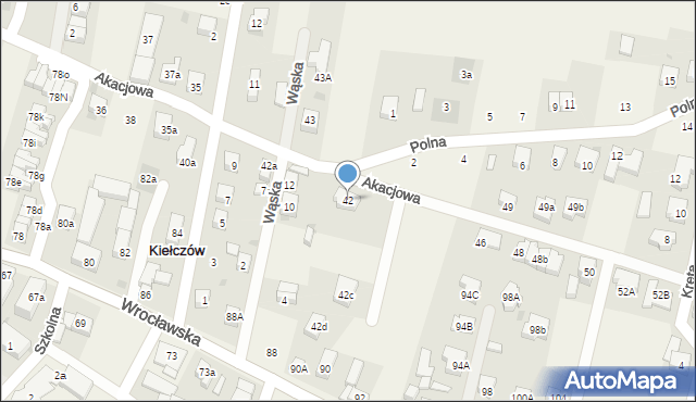 Kiełczów, Akacjowa, 42, mapa Kiełczów