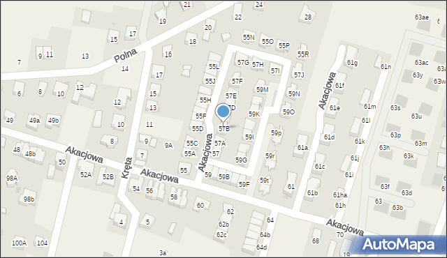 Kiełczów, Akacjowa, 57B, mapa Kiełczów