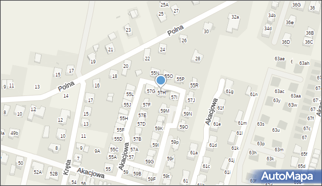 Kiełczów, Akacjowa, 57H, mapa Kiełczów