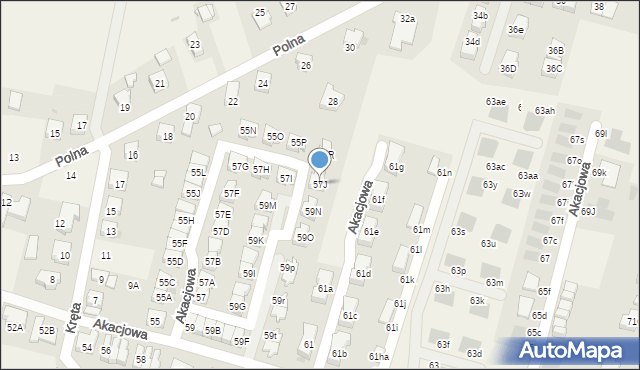 Kiełczów, Akacjowa, 57J, mapa Kiełczów