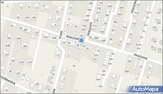 Kiełczów, Akacjowa, 58B, mapa Kiełczów