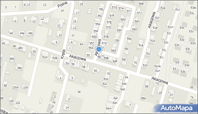 Kiełczów, Akacjowa, 59, mapa Kiełczów