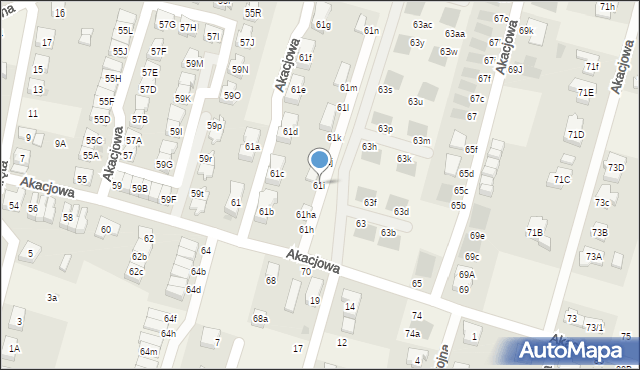 Kiełczów, Akacjowa, 61i, mapa Kiełczów