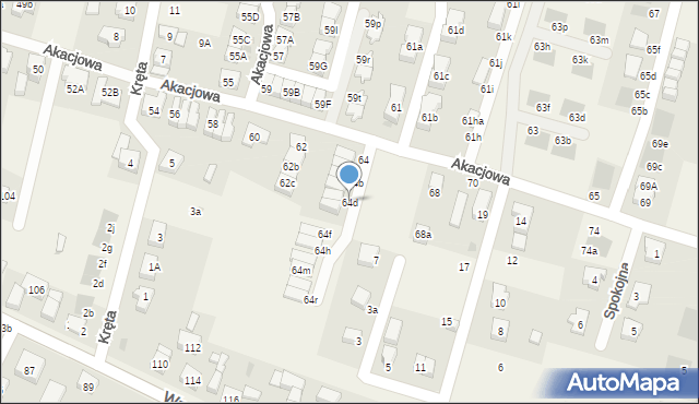 Kiełczów, Akacjowa, 64d, mapa Kiełczów