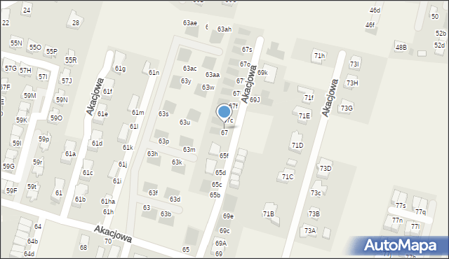 Kiełczów, Akacjowa, 67a, mapa Kiełczów