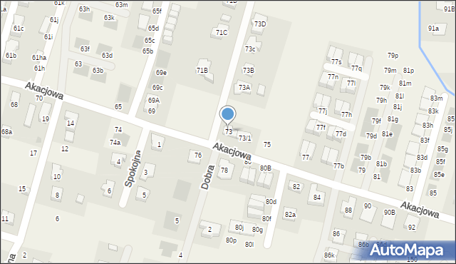 Kiełczów, Akacjowa, 73, mapa Kiełczów