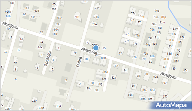Kiełczów, Akacjowa, 80, mapa Kiełczów