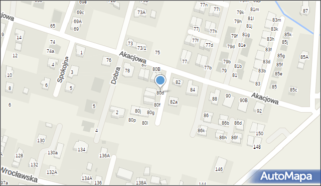 Kiełczów, Akacjowa, 80d, mapa Kiełczów