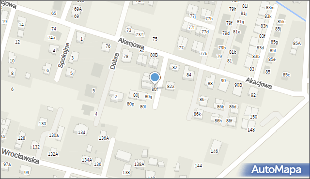 Kiełczów, Akacjowa, 80f, mapa Kiełczów