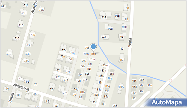 Kiełczów, Akacjowa, 81p, mapa Kiełczów