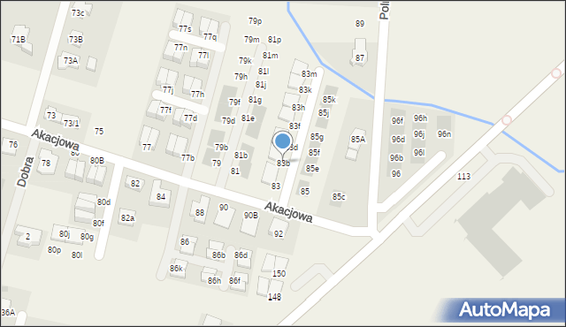 Kiełczów, Akacjowa, 83b, mapa Kiełczów