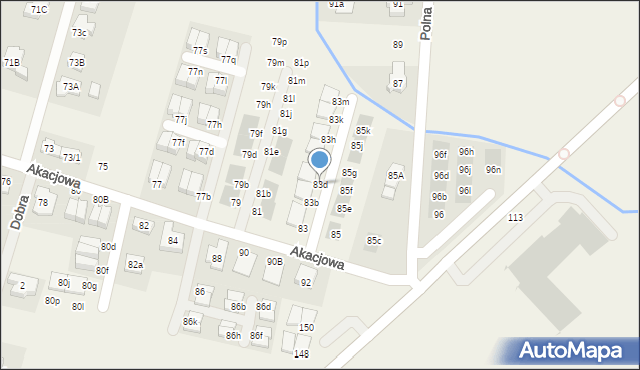 Kiełczów, Akacjowa, 83d, mapa Kiełczów