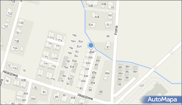 Kiełczów, Akacjowa, 83m, mapa Kiełczów