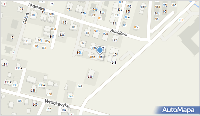 Kiełczów, Akacjowa, 86g, mapa Kiełczów