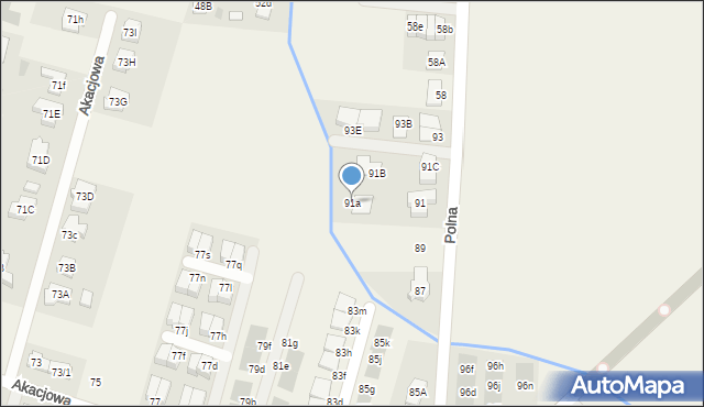 Kiełczów, Akacjowa, 91a, mapa Kiełczów