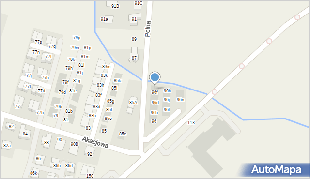 Kiełczów, Akacjowa, 96g, mapa Kiełczów