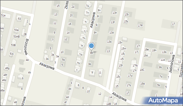 Kiełczów, Akacjowa, 9d, mapa Kiełczów