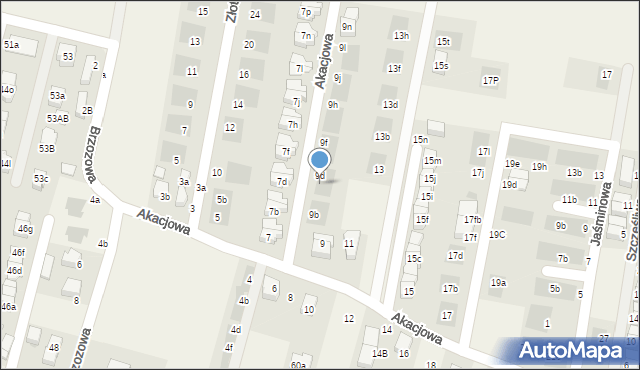 Kiełczów, Akacjowa, 9e, mapa Kiełczów