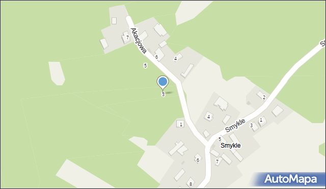 Knapy, Akacjowa, 3, mapa Knapy