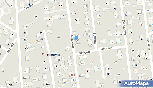 Kobyłka, Akacjowa, 20, mapa Kobyłka