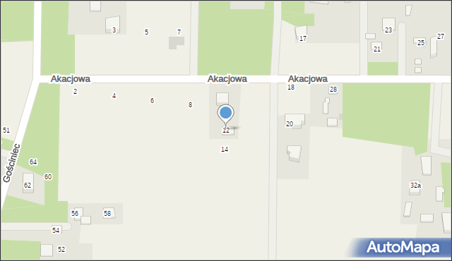 Kocerany, Akacjowa, 12, mapa Kocerany