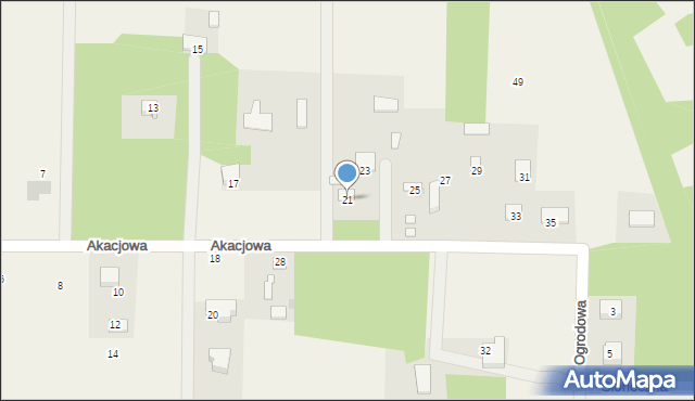 Kocerany, Akacjowa, 21, mapa Kocerany