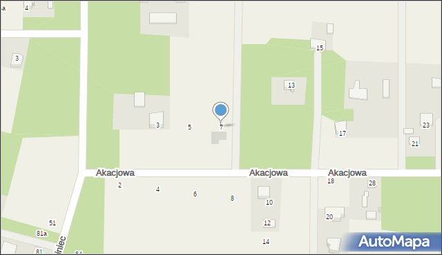 Kocerany, Akacjowa, 7, mapa Kocerany