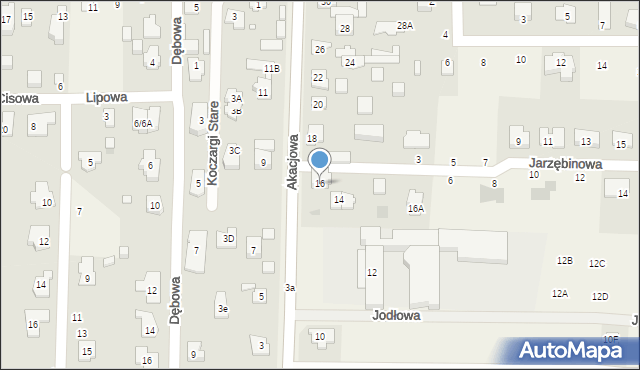 Koczargi Stare, Akacjowa, 16, mapa Koczargi Stare