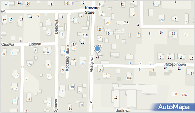 Koczargi Stare, Akacjowa, 18, mapa Koczargi Stare