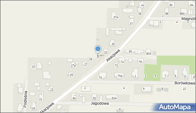 Koczargi Stare, Akacjowa, 31, mapa Koczargi Stare