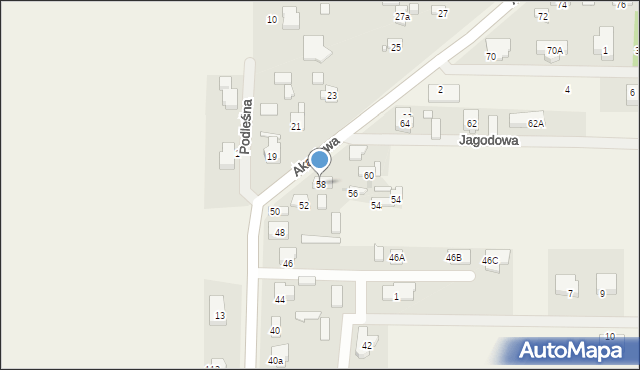 Koczargi Stare, Akacjowa, 58, mapa Koczargi Stare