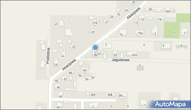 Koczargi Stare, Akacjowa, 64, mapa Koczargi Stare