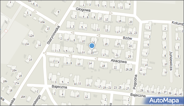 Kołobrzeg, Akacjowa, 13, mapa Kołobrzegu