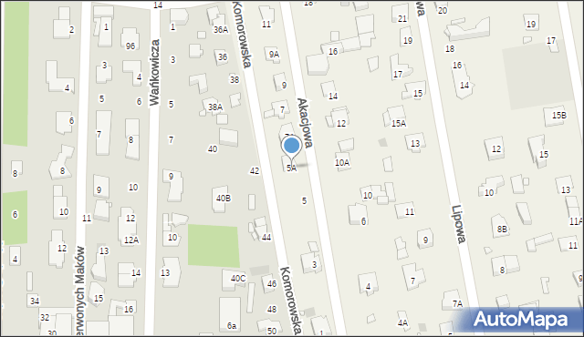 Komorów, Akacjowa, 5A, mapa Komorów