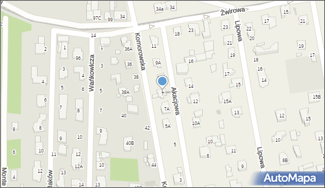 Komorów, Akacjowa, 7, mapa Komorów