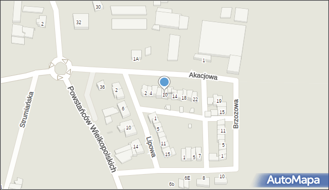 Kostrzyn, Akacjowa, 10, mapa Kostrzyn