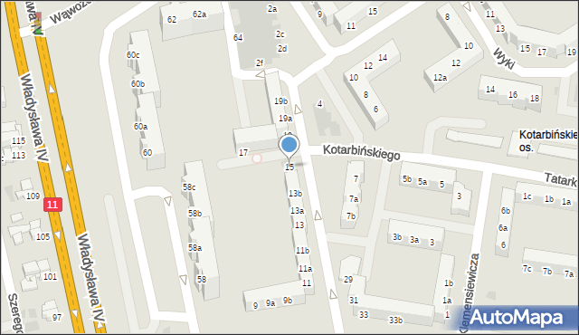 Koszalin, Akademicka, 15, mapa Koszalina