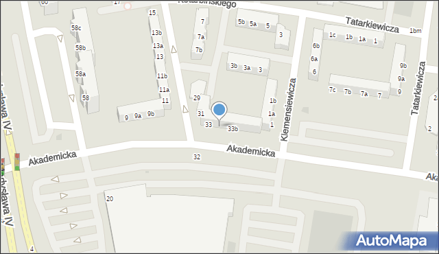 Koszalin, Akademicka, 33a, mapa Koszalina