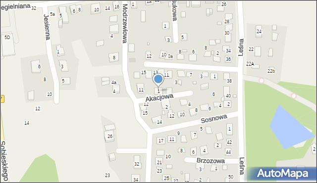 Koszęcin, Akacjowa, 1, mapa Koszęcin