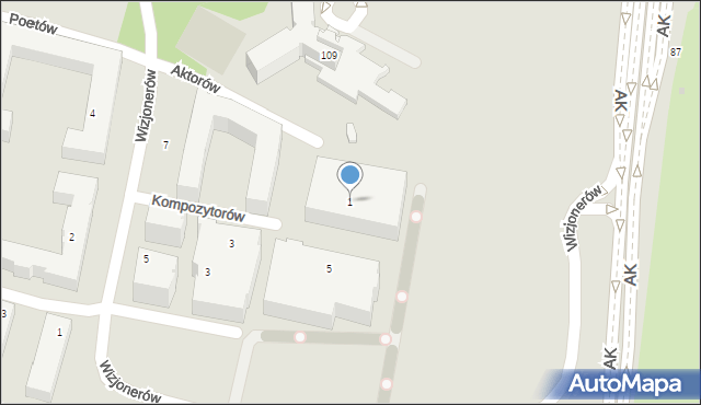 Kraków, Aktorów, 1, mapa Krakowa