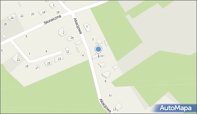 Krzaki Czaplinkowskie, Akacjowa, 5, mapa Krzaki Czaplinkowskie