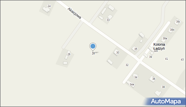 Ładzyń, Akacjowa, 28, mapa Ładzyń