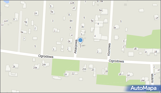 Łask, Akacjowa, 1, mapa Łask