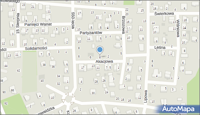 Łaskarzew, Akacjowa, 4, mapa Łaskarzew