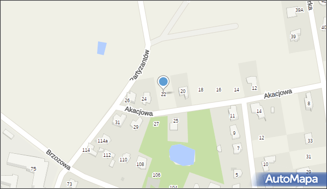 Laski, Akacjowa, 22, mapa Laski