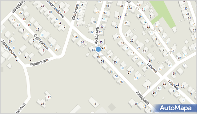 Legnica, Akacjowa, 60, mapa Legnicy