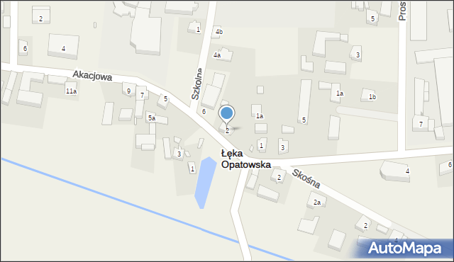 Łęka Opatowska, Akacjowa, 2, mapa Łęka Opatowska