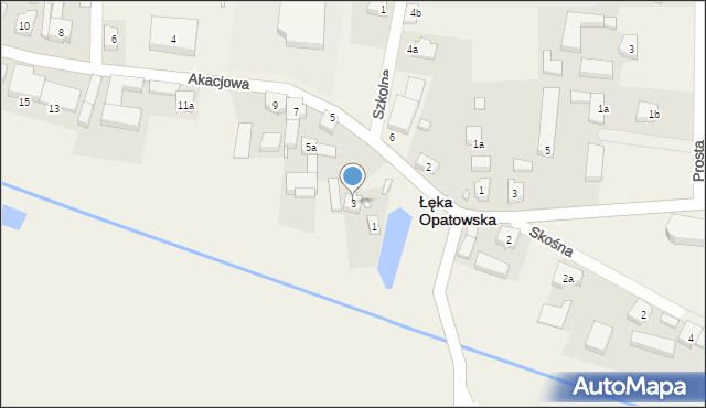 Łęka Opatowska, Akacjowa, 3, mapa Łęka Opatowska